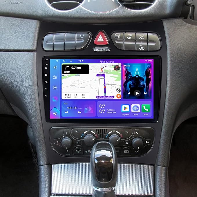 ASURE Car Radio for Mercedes-Benz C209 A209 CLK 2003–2009 – Wireless CarPlay & Android Auto, 9'' HD Touchscreen 4+64G Andr...