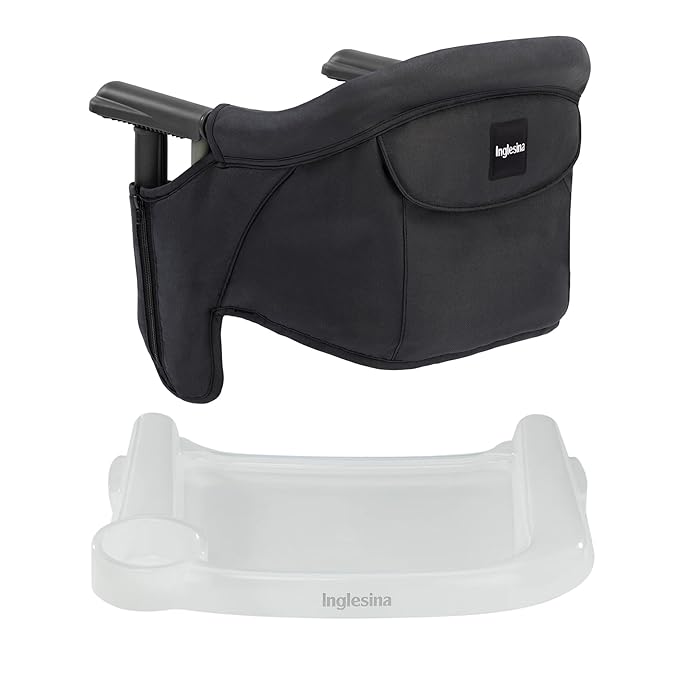 Inglesina Fast Table Chair - Black + Fast Dining Tray - Portable Baby High Chair - for Babies & Toddlers up to 37 lbs - Fi...