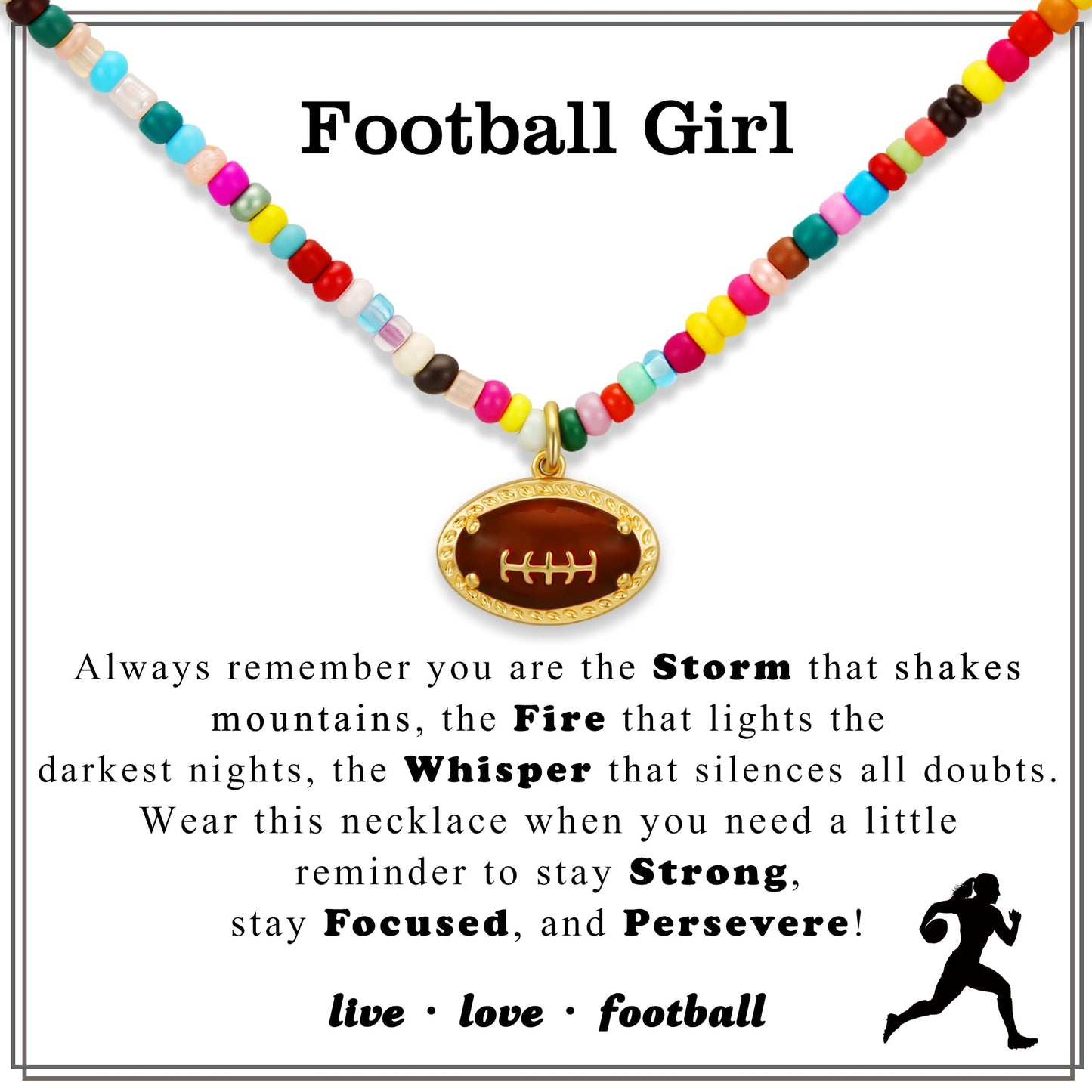 Jesvo Football Necklace for Girls Women, Football Themed Accessories Stuff Pendant Chain Sport Jewelry Gifts Ideas for Team Coac