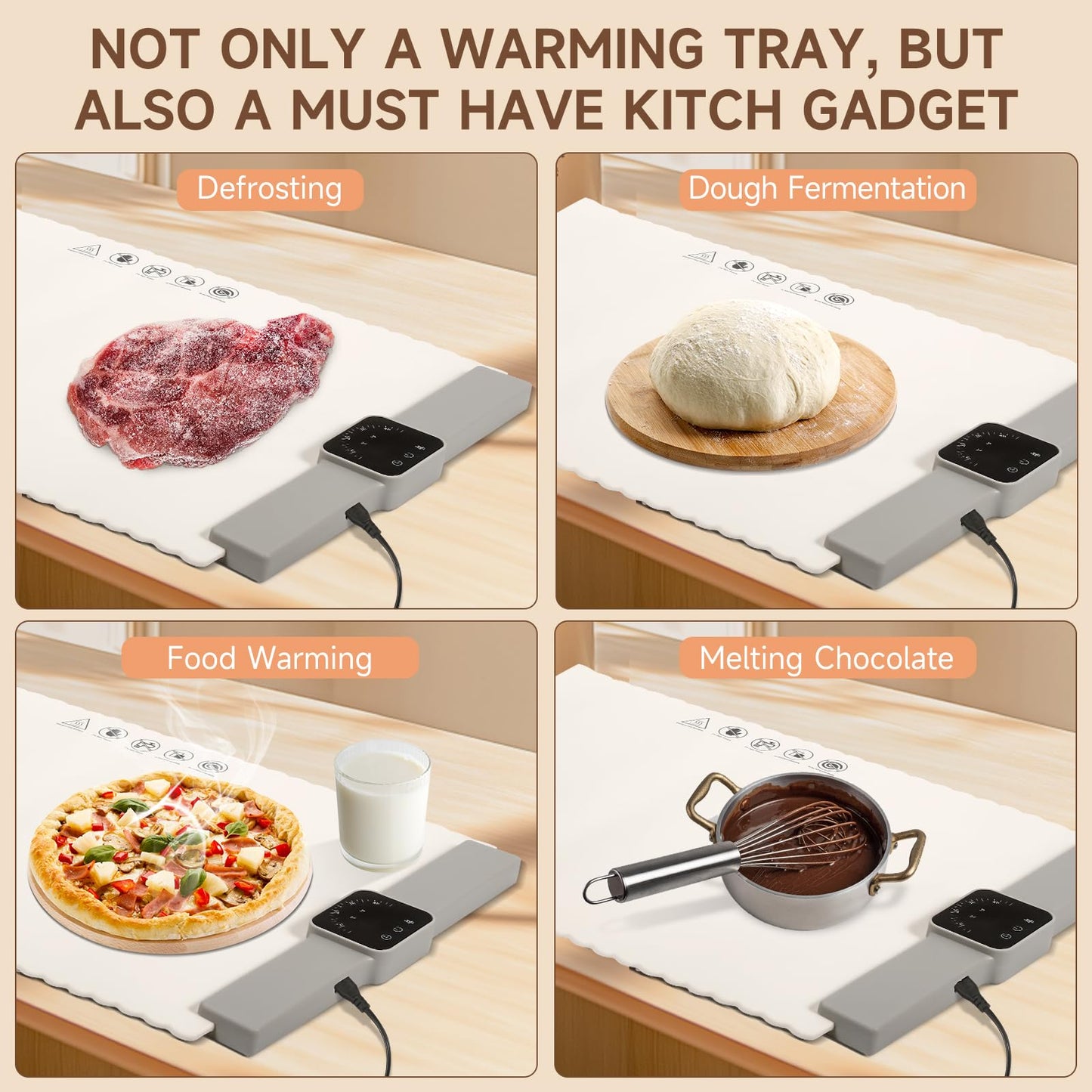 Food Warming Mat for Buffet, LNAKIO Electric Warming Tray,Silicone Heating Mat with 5 Temperature Levels& Auto Shut-Off Keep Food Warm at Party,Food Warmers for Parties, Gatherings,Everyday Use
