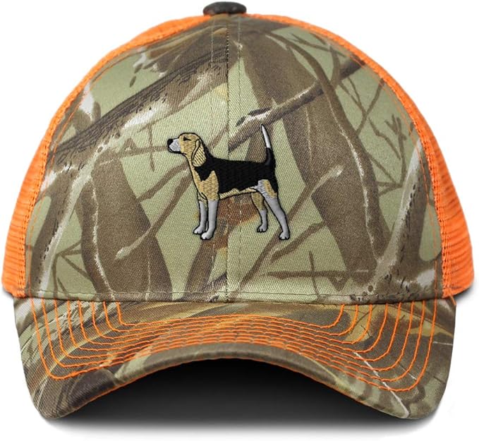 Speedy Pros Camo Mesh Trucker Hat Beagle A Embroidery Cotton Neon Hunting Baseball Cap Strap Closure One Size Orange Camo ...
