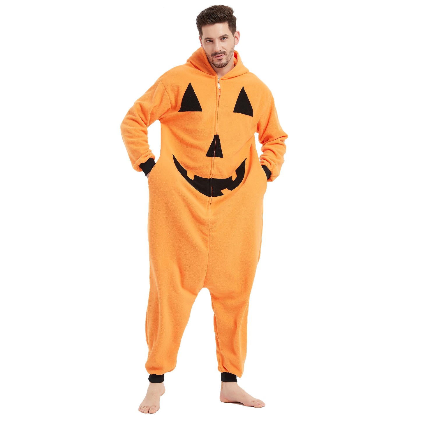 MAJ&COS Pumpkin Costume Halloween Onesies Animal Pajamas Onesie Adult Cartoon Cosplay Christmas For Women Men