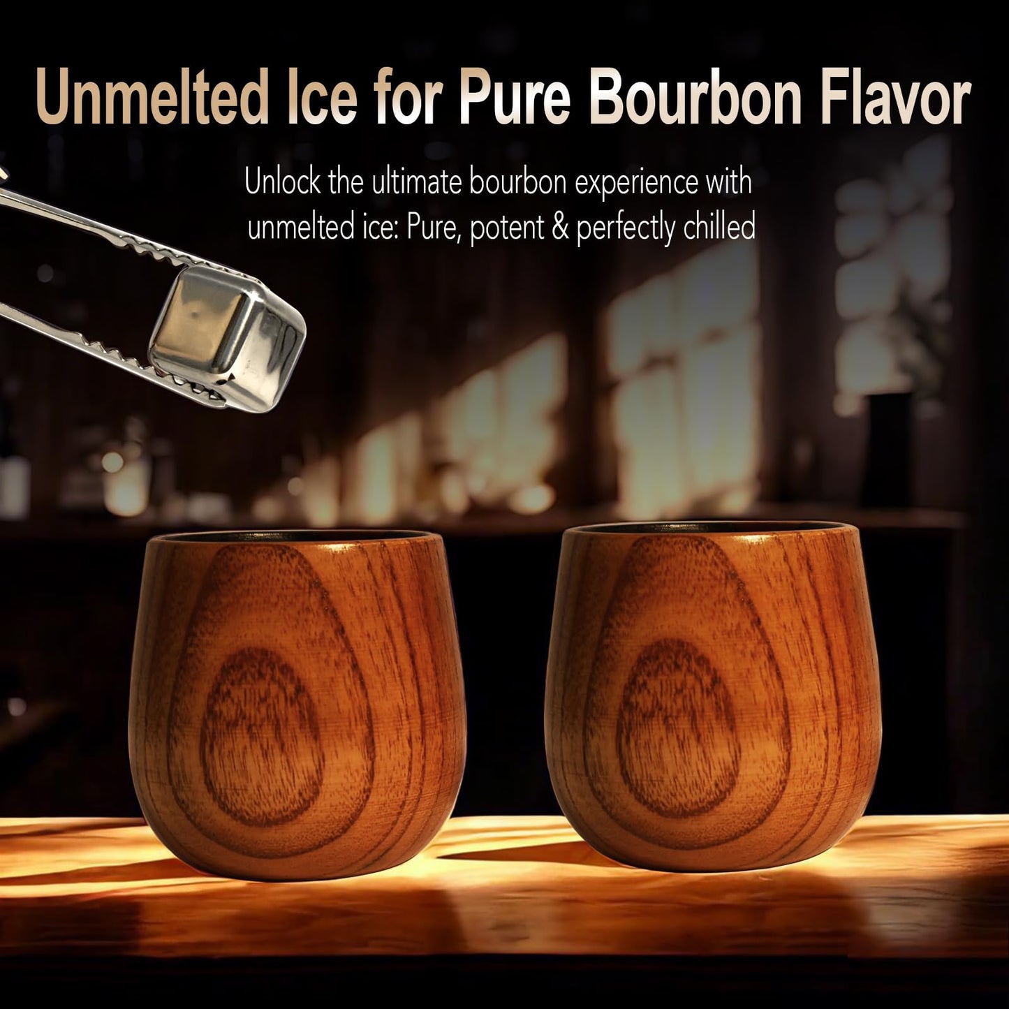 Charred Wooden Bourbon Drinking Glass, Bourbon Gifts for Men, Handcrafted Premium Whiskey Glasses for Dad, Great Whiskey Gifts for Men, Perfect Presents for Boyfriend Father Friends, Wine Tumbler