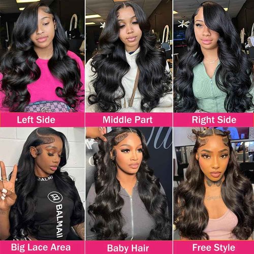 Ablyea 13x6 Body Wave Lace Front Wigs Human Hair Pre Plucked 13x6 HD Transparent Frontal Wigs Human Hair 200 Density Body Wave Glueless Human Hair Wig for Women 28 Inch