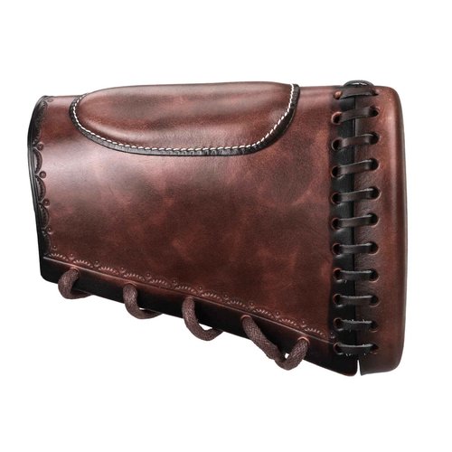 Tourbon Leather Rifle Stock Protective Holder Slip on Recoil Pad Cheek Rest Riser with Cartridges Pouch (Brown)