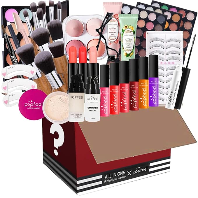 All-in-One Makeup Gift Set Carry All Makeup Kit for Women Full Kit With Makeup Bag Lipgloss Lipstick Concealer Blush Foundation Face Powder Eyeshadow Palette Cosmetic Palette #5