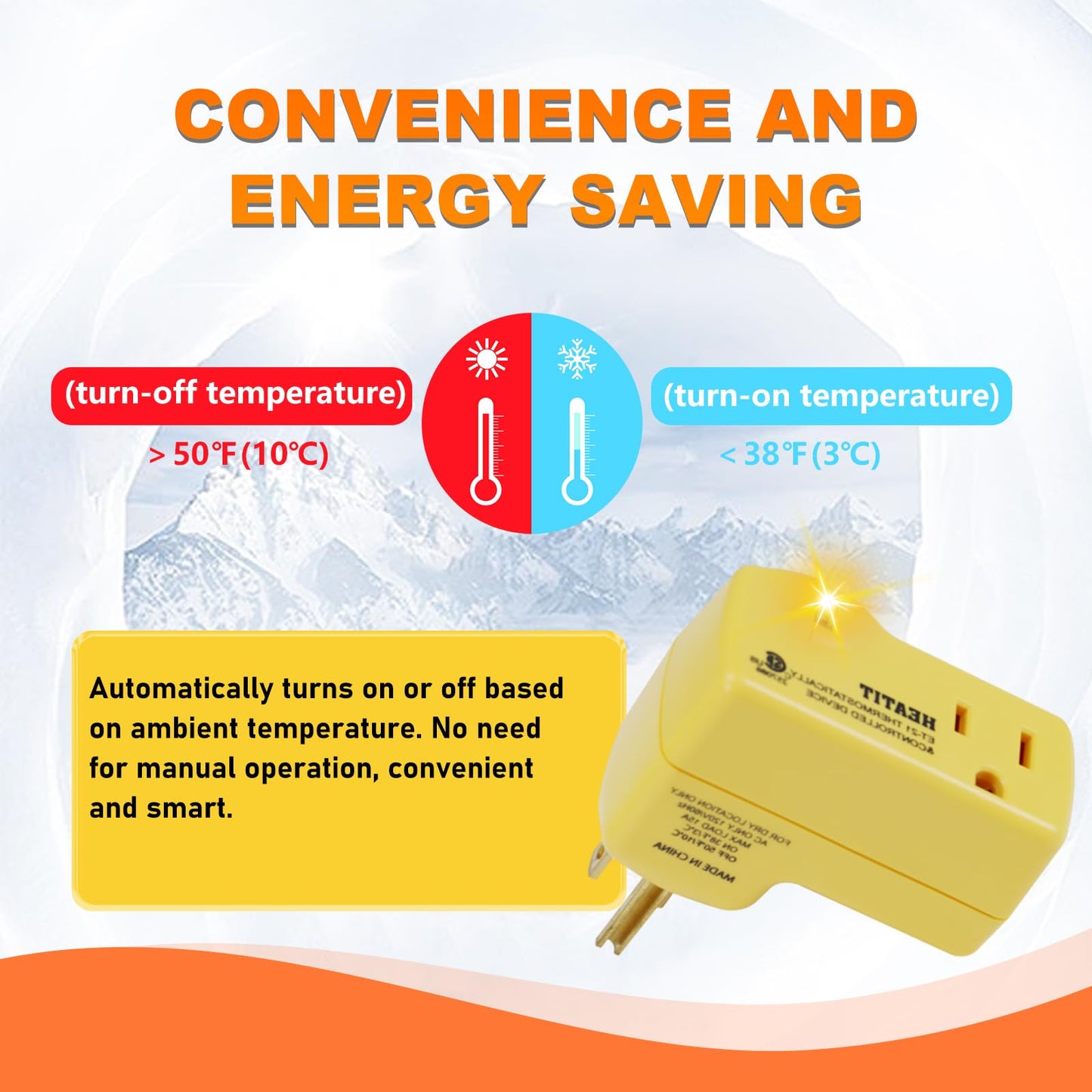 HEATIT ET-21 Freeze Thermostatically Controlled Outlet On at 38F /Off at 50F