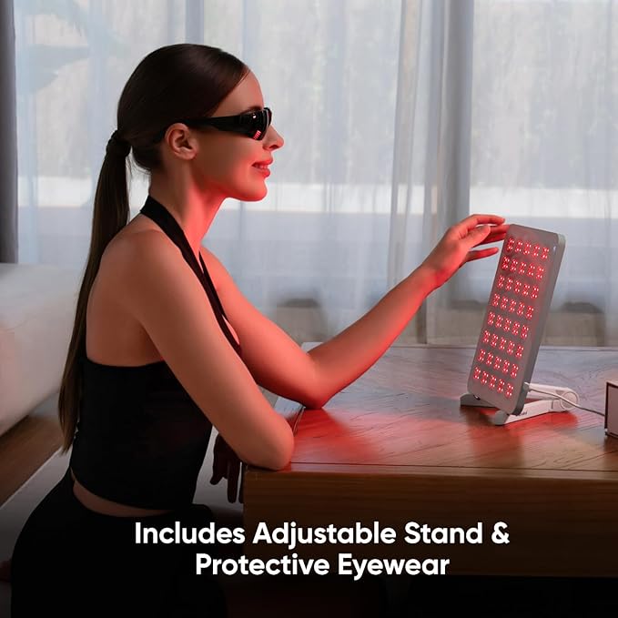 Nanoleaf Red Light Therapy Panel for Face and Body, 660nm & 850nm LED Red Light Therapy Device for Anti-Aging, Muscle Recovery, Therapy Panel with Adjustable Stand & Protective Eyewear for Home Use