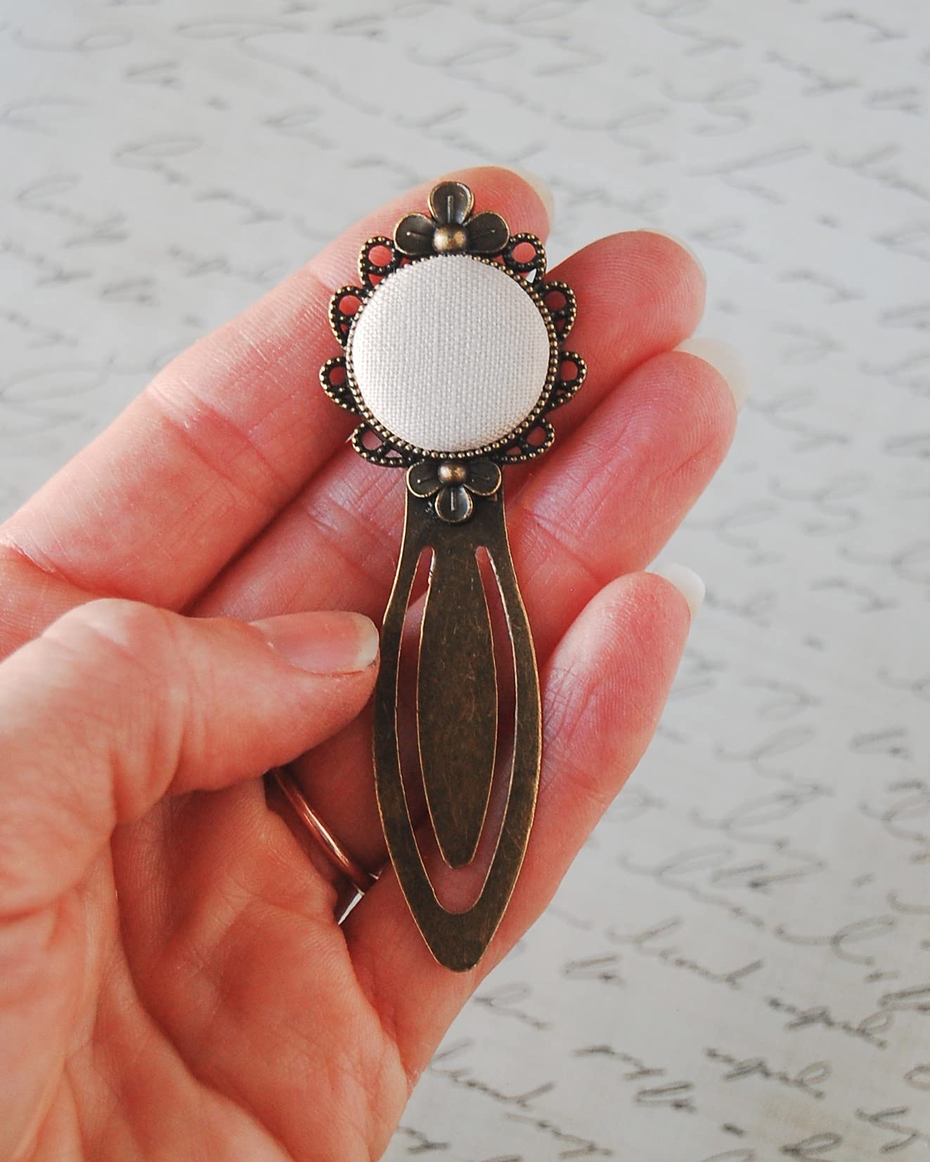 Vintage Inspired Bookmark, Unique Wedding Anniversary Gift (White)