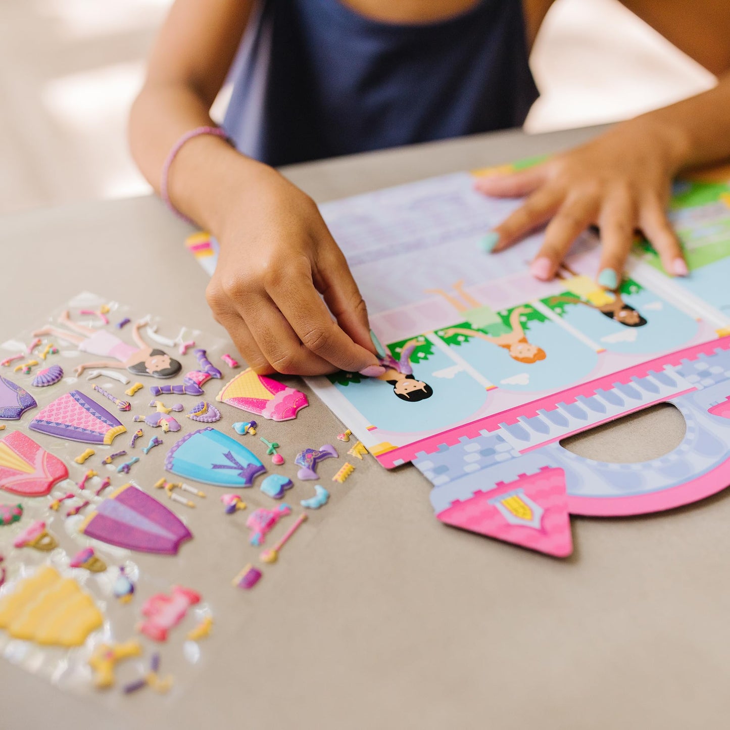 Melissa & Doug Puffy Sticker Set: Princess - 67 Reusable Stickers Kids Fashion Activities, Restickable Princess Sticker Book, Puffy Stickers for Kids Ages 4+