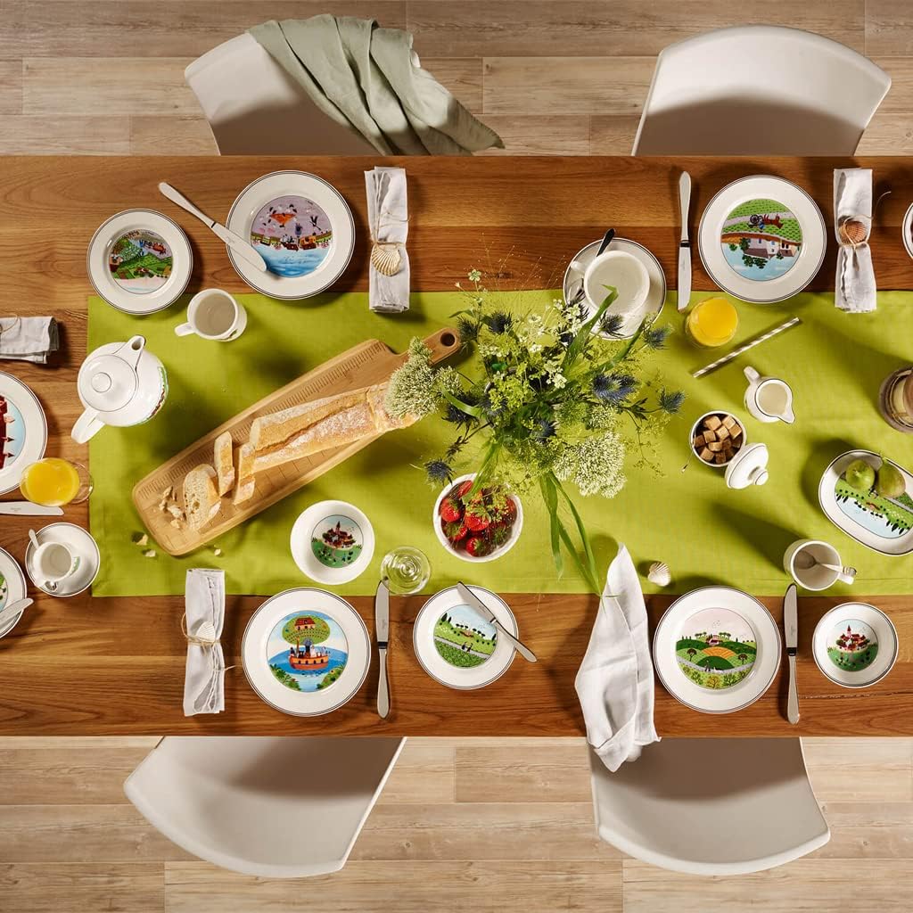 Villeroy & Boch Design Naif Salad Plate #1-Going to Market, 8.25 in, Premium Porcelain, White/Colorful