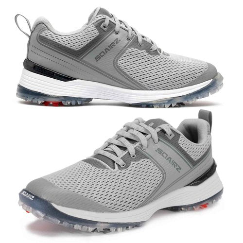 SQAIRZ Freedom Mesh Women's Athletic Golf Shoes, Golf Shoes, Designed for Balance & Performance, Replaceable Spikes, Breathable with Spikes Gray/Gray