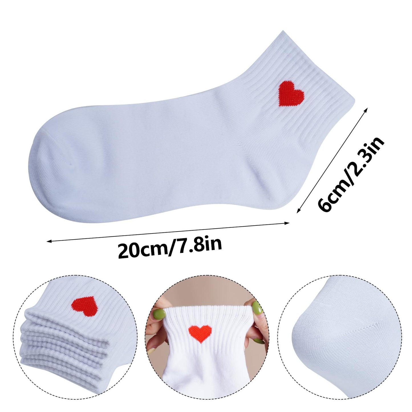 choyaxo 3Pairs Valentine Heart Ankle Socks Cute Soft Novelty Crew Socks for Women Girls