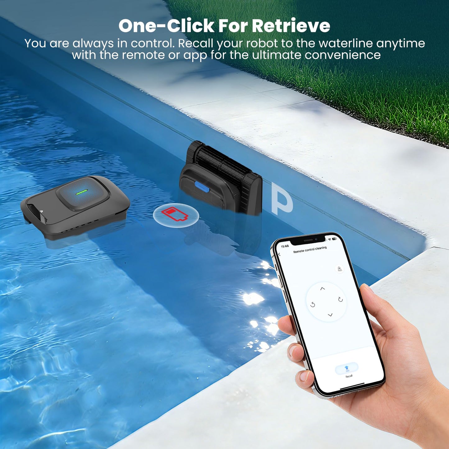 BOTLIFE PC200 Automatic Robotic Pool Vacuum Cleaner, Smart Navigation, Pool Cleaner Robot for Surface, Walls, Waterline & Floor Cleaning, 10000GPH Suction, 150 Mins Runtime, Self-Parking
