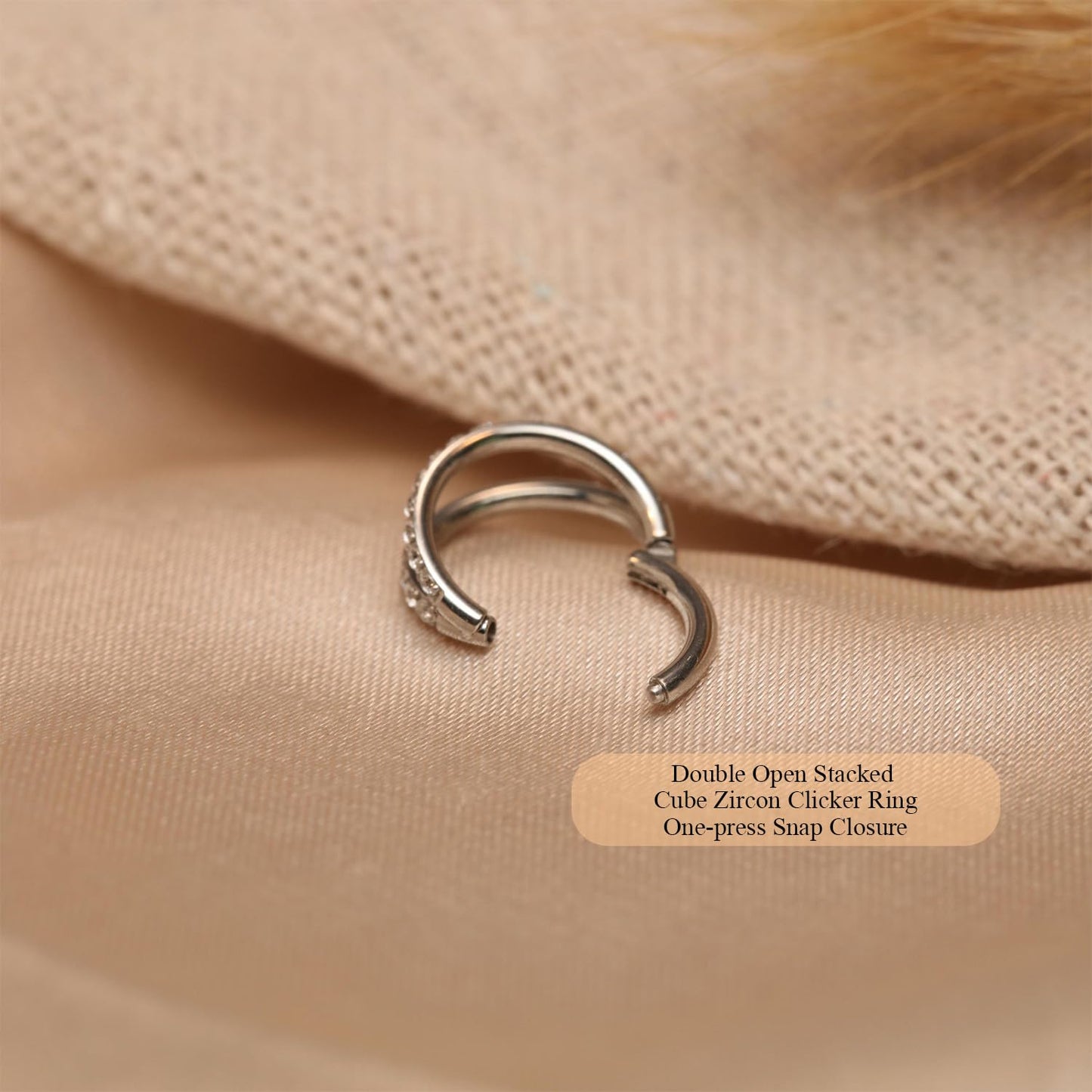 FUNLMO Septum Ring Double Hoop Nose Ring Conch Helix Daith Rook Piercing Jewelry Tragus Jewelry Surgical Steel Diamond Conch Hoo