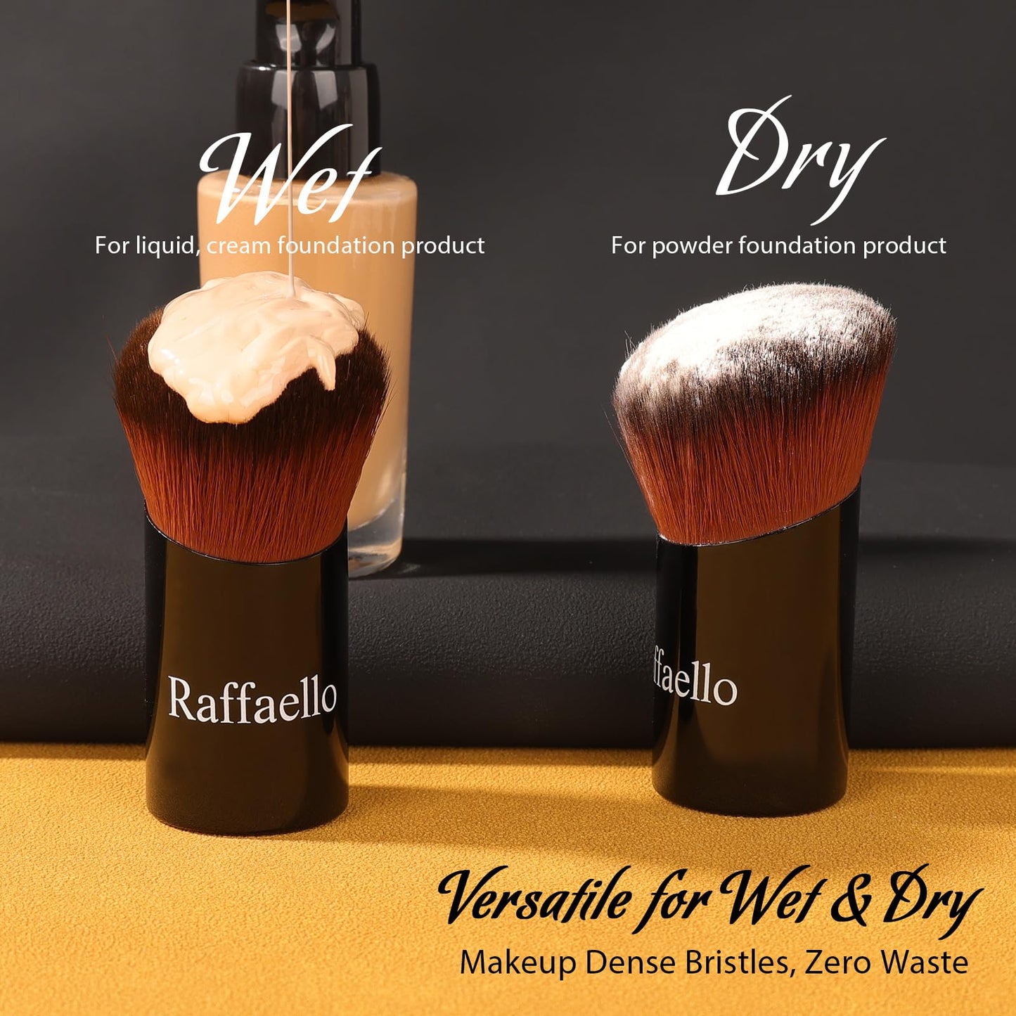 Raffaello Angled Kabuki Brush for Foundation - Ultra-Soft Dense Bristles, Flat Top Makeup Brush for Liquid, Cream & Powder, Seam
