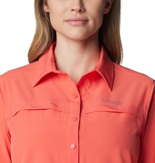 Columbia Women's Summit Valley Woven Long Sleeve Shirt, Juicy, Large