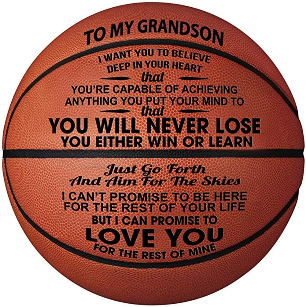 KAAYEE Engraved Basketball for Grandson, Grandson Gift from Grandparents, Custom Fathers Day Christmas Birthday Graduation Back to School Gift for Grandsons