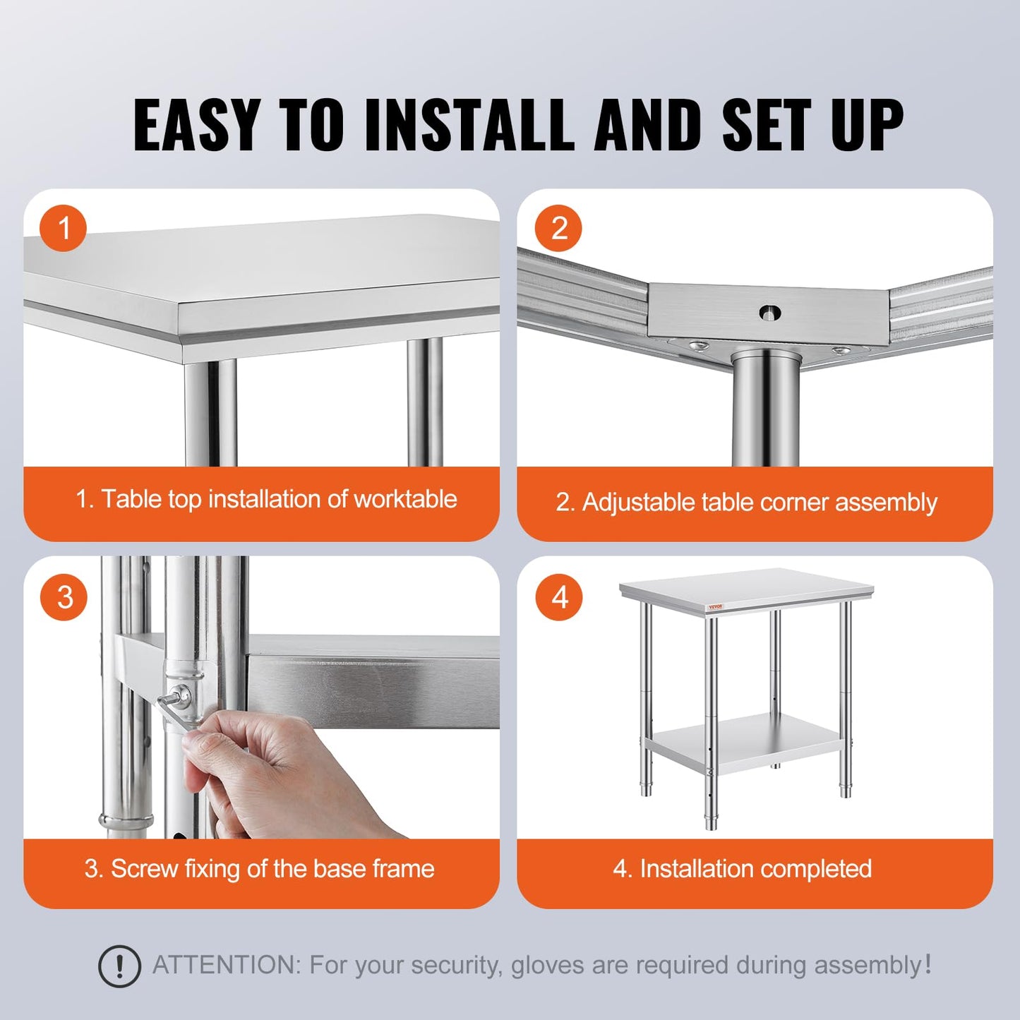 Mophorn Commercial Worktable & Workstation 24 x 30 x 32 Inch Stainless Steel Work Table Heavy Duty Commercial Food Prep Work Table for Home, Kitchen, Restaurant Metal Prep Table with Adjustable Feet