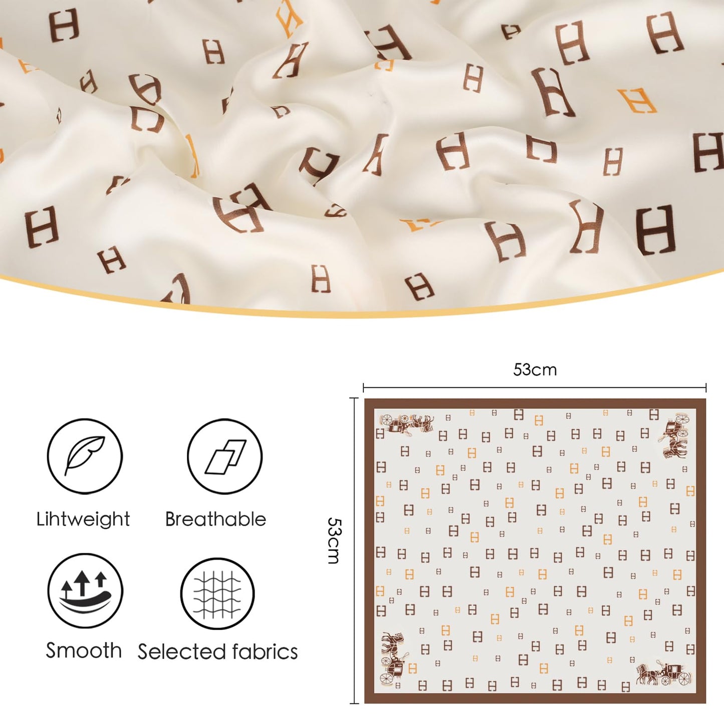 EXTREE Fashion Silky Satin Headscarf for Women Girls: Exquisite Pattern Lightweight Silk Graceful Scarfs 27.5 x 27.5 inches