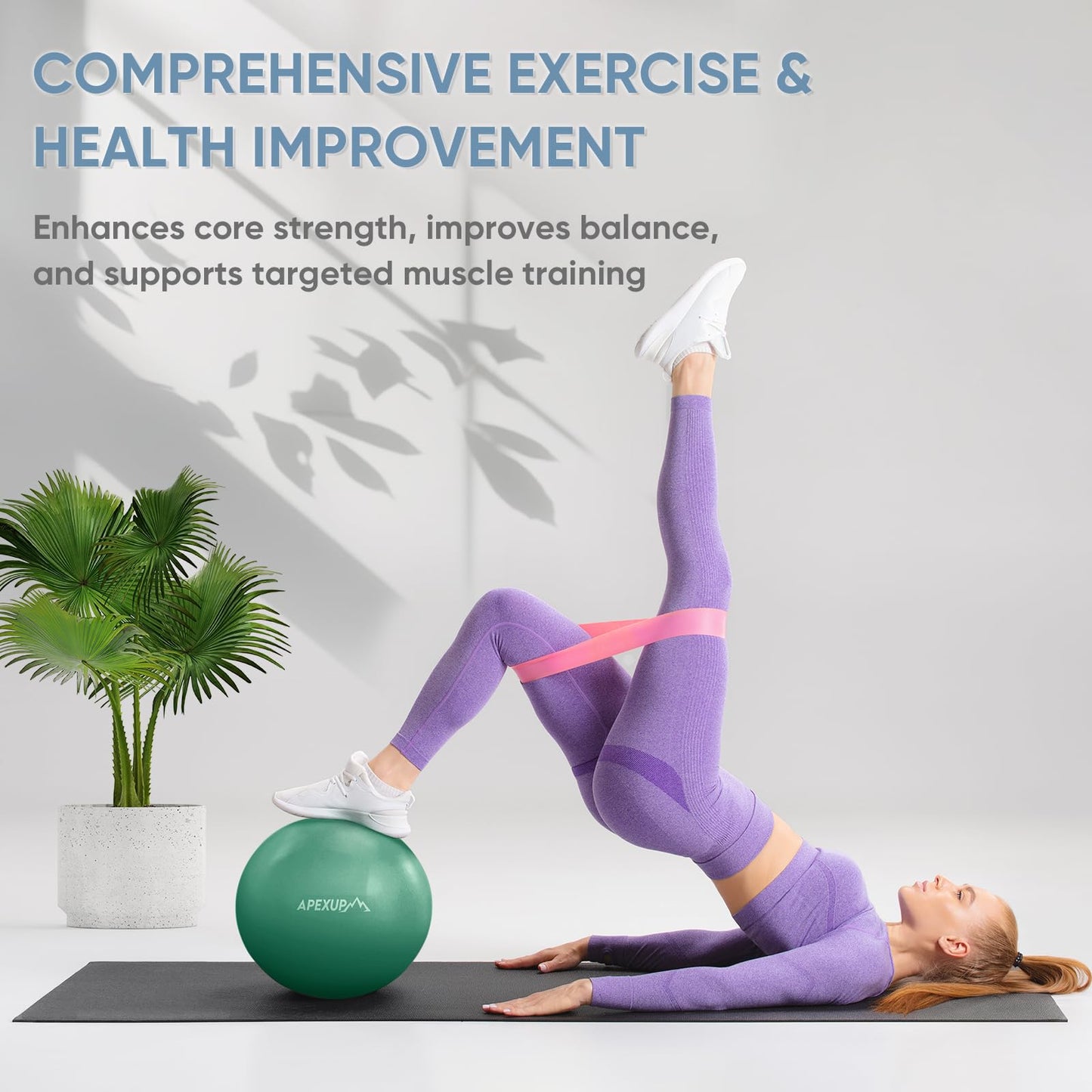 APEXUP Yoga Ball Exercise Ball, Heavy Duty Pilates Ball for Fitness, Balance, Core Workout, Physical Therapy (XXS (9") 23cm, Dark Green)