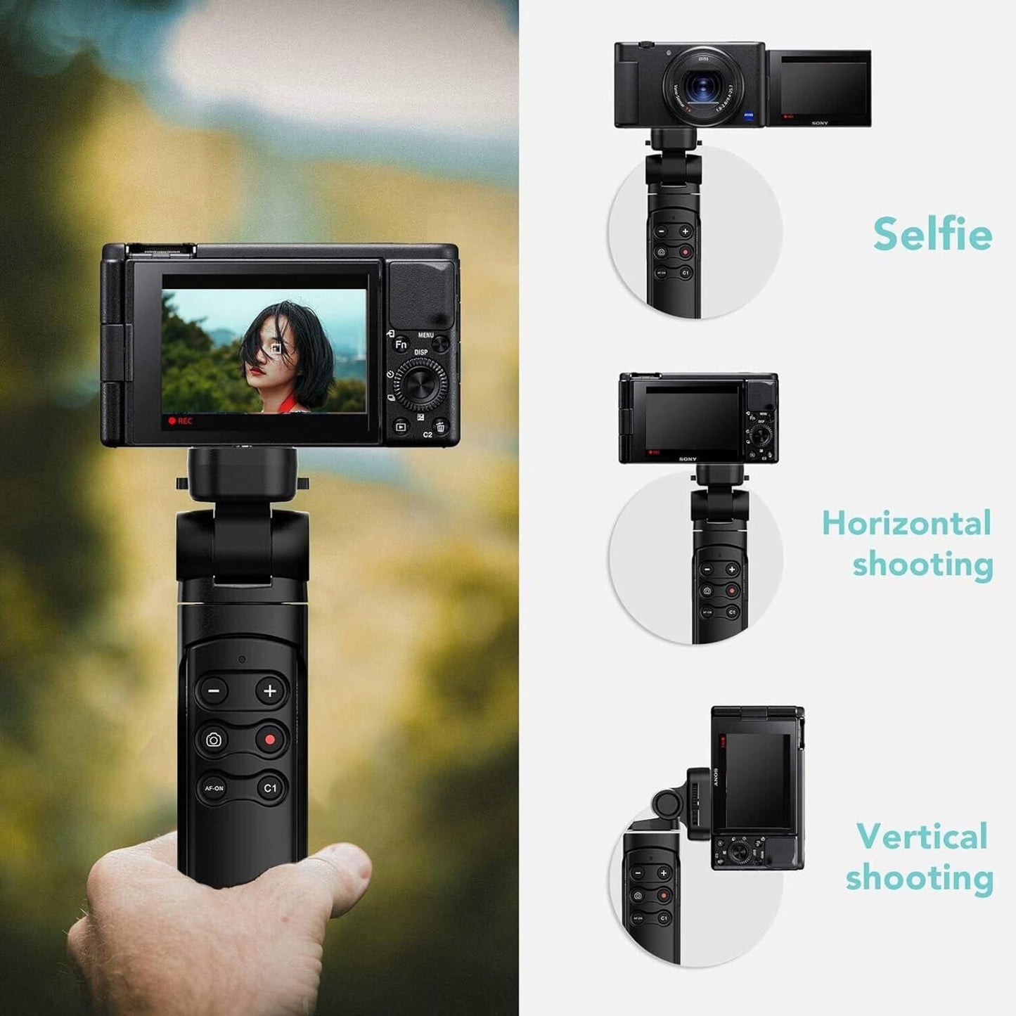 Wireless Camera Remote Control Shooting Grip Tripod - Shutter Release For Sony Zv-1, Zv-E10, A7 Iii, A6400, A7C, A7R Iii, A7R Iv