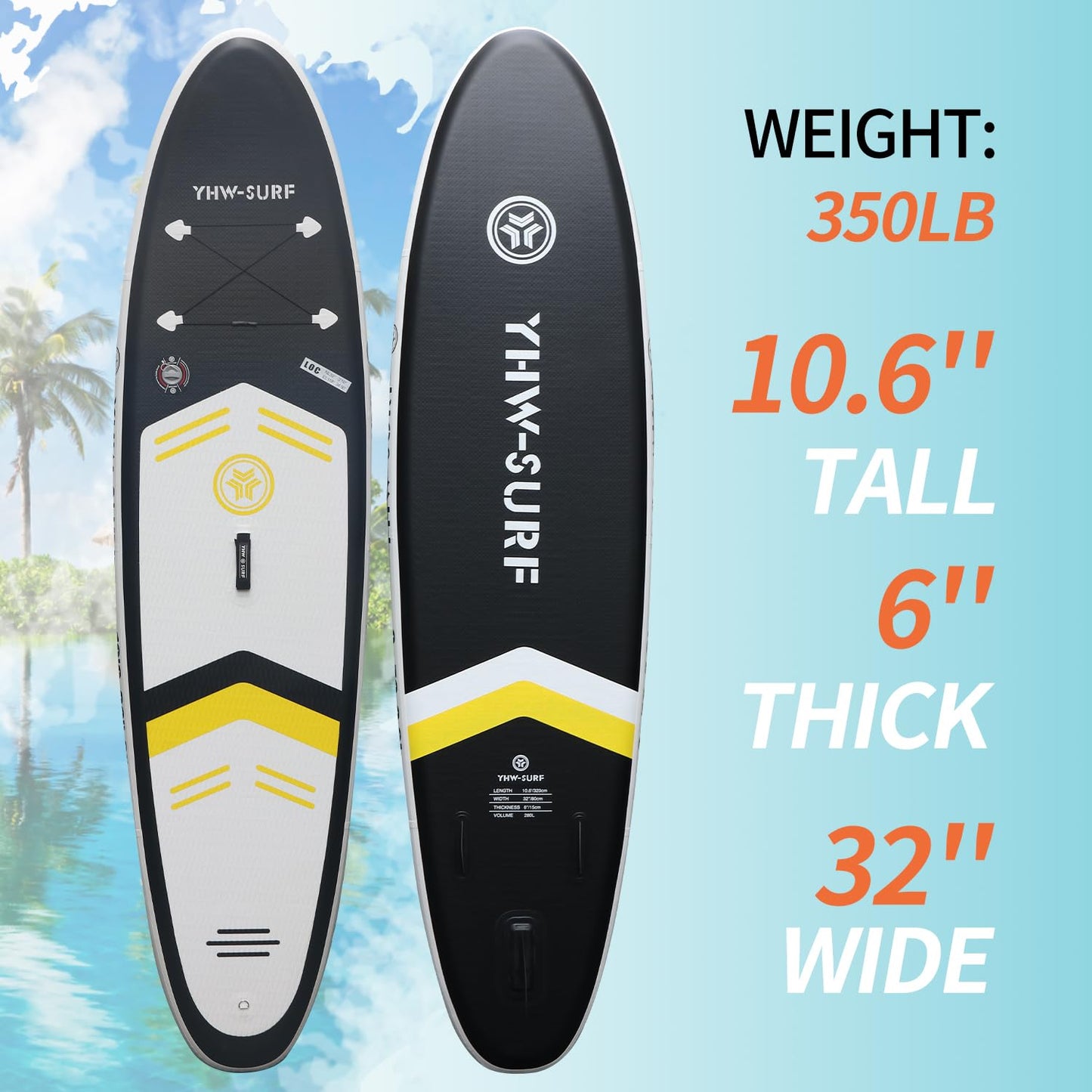 YoePuiw 10.6”32“6 Premium Inflatable Stand Up Paddle Boards with Durable SUP Paddle Board Accessories Wide Stable Design Includes Backpack Required Parts Non-Slip Comfort Deck for Youth & Adults