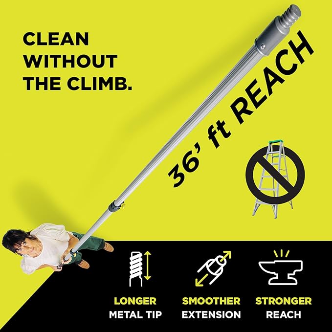 DOCAZOO DOCA Telescoping Pole 7-30 Ft - Extension Pole for Cleaning, Feather Duster, Window Washing Kit, Paint Roller, Window Squeegee - High Reach Extendable Kit for Indoor & Outdoor - Pole Only