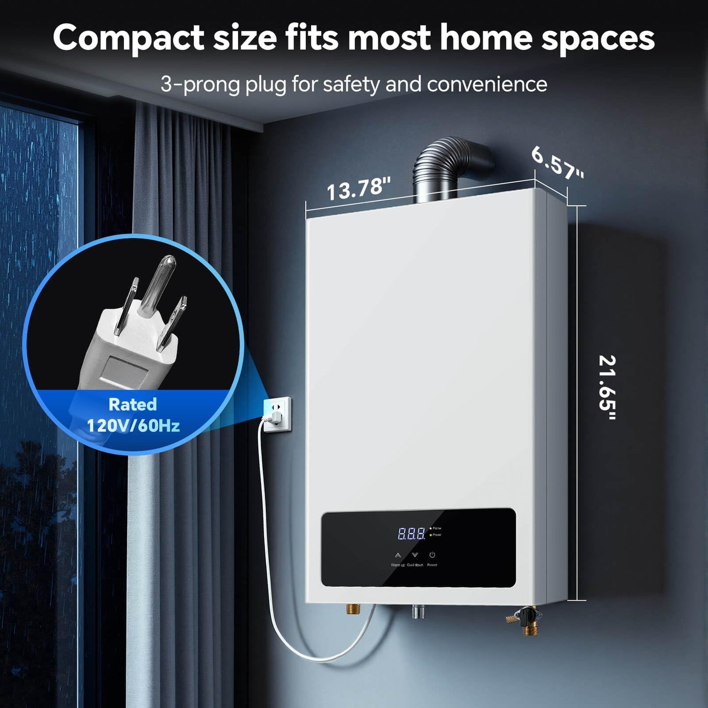 SNDOAS Natural Gas Tankless Water Heater,4.75GPM 102,000BTU Instant Hot Water Heater,18L Forced Exhaust Gas Water Heater Indoor Wall-Mount with LED Display,On Demand Water Heater for Home