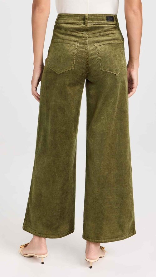 PAIGE Women's Harper Ankle Corduroy Pants, Army, Green, 31