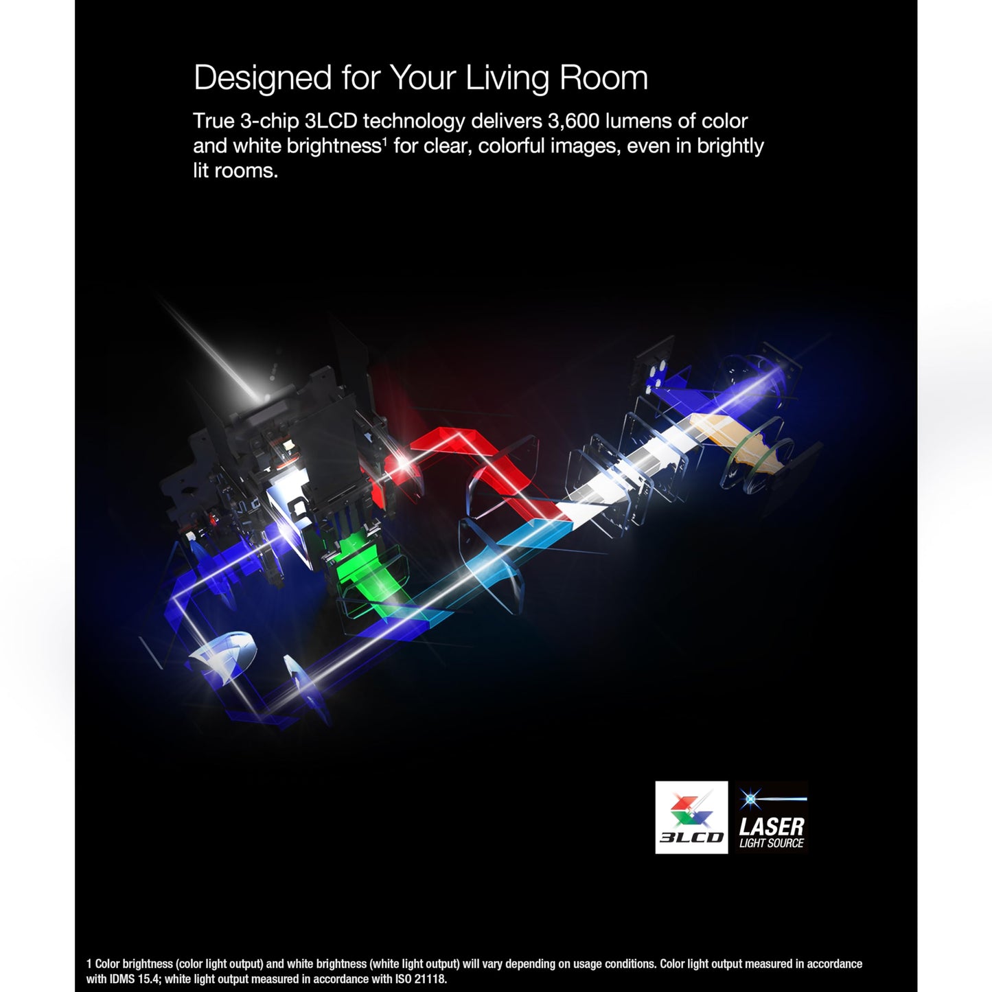 Epson EpiqVision LS650 Ultra Short Throw 3-Chip 3LCD Smart Streaming Laser Projector - 4K PRO-UHD - HDR - 3,600 Lumens - up to 120" - Setting Assistant - Android TV - Sound by Yamaha - Black