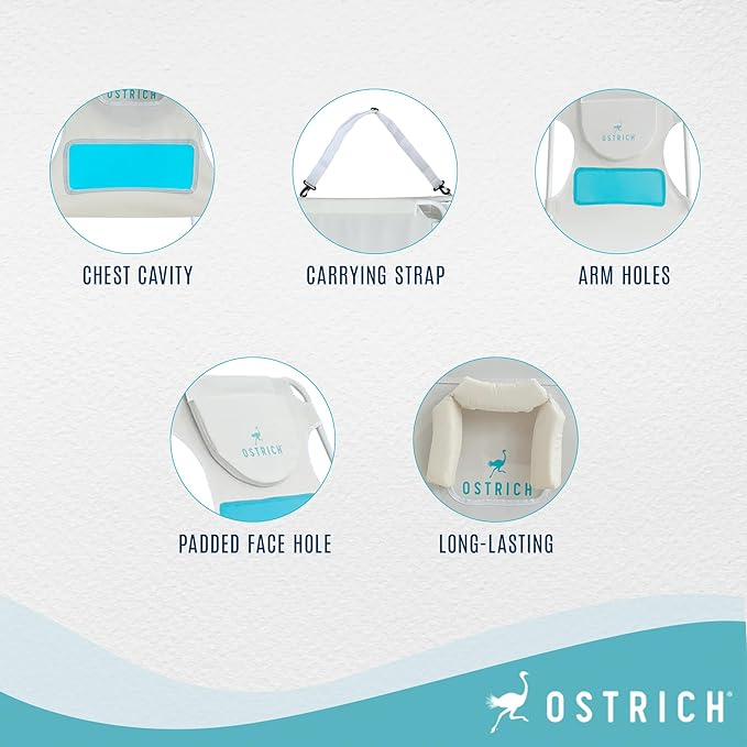 Ostrich Outdoor Lightweight Folding Adjustable Reclining Ladies Mens Comfort Chaise Lounge Beach Chair for Tanning Pool Lake Patio Lawn Camping, White
