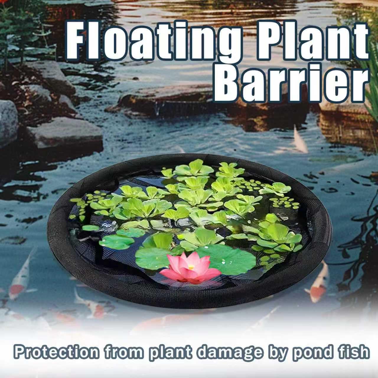 2Pack Round Floating Flora Fish Barrier-17.7Inch Black Pond Plant Protector, Floating Island/Planter Pond,UV Resistant Net to Shield Floating Plant(Lotus/Water Lilies)from Koi, with Waterproof Gloves