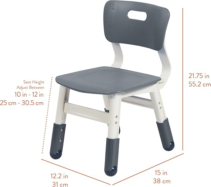 Back2School Express Adjustable Chairs, Kids Furniture, Grey, 2-Pack