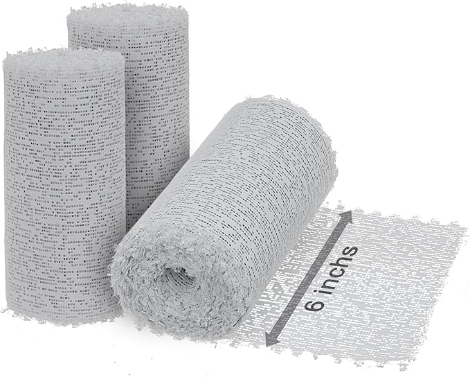 ZIIYAN 3 Pack Plaster Cloth Rolls for Hobby Crafts, Each Roll 6” x 180” Plaster Gauze Bandages for Paper Mache Paste Sculptures, Belly Casting, Mask Making, Body Molds and Arts Projects
