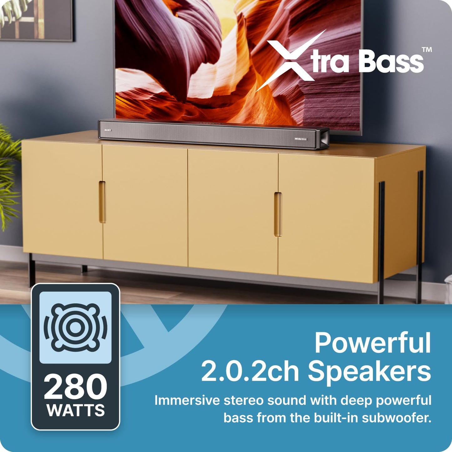 Majority Sierra Dolby Atmos Soundbar for TV with Bluetooth 5.0 | HDMI ARC, Optical, USB & AUX, 4K HDR Pass-Through | 4 EQ Modes | 120W RMS 2.0.2 Channel Wall Mount Sound Bar with Dual HDMI Inputs