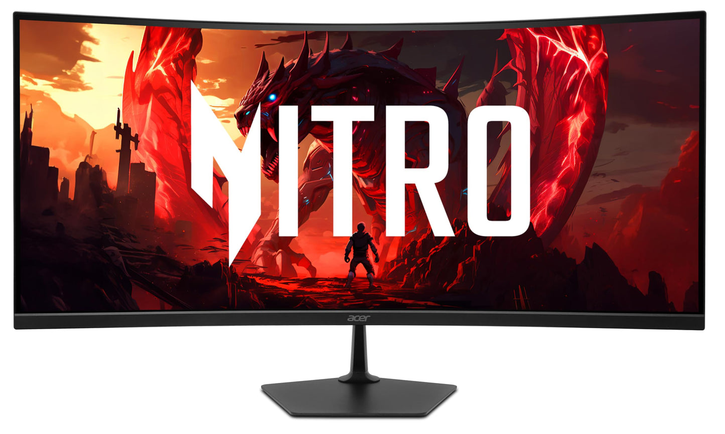acer Nitro 34” 1500R 21:9 Curved Zero-Frame QHD 3440 x 1440 IPS Gaming Monitor | AMD FreeSync Premium | Up to 120Hz Refresh | 1ms VRB | 1 x Display Port 1.4 & 2 x HDMI 2.1 Ports | EDA340CUR J0biip