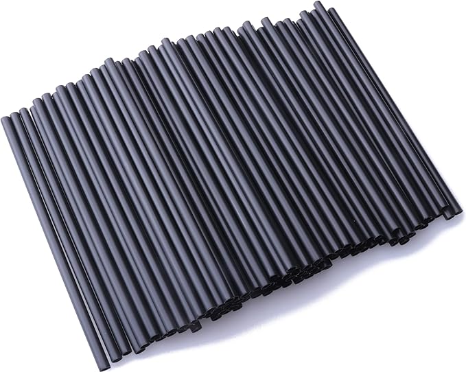Sowaka 100 Pcs Plastic Straws Disposable Black Hot Drinking Coffee Stirrers for Chocolate Tea Cup Cocktail Party Supplies ...