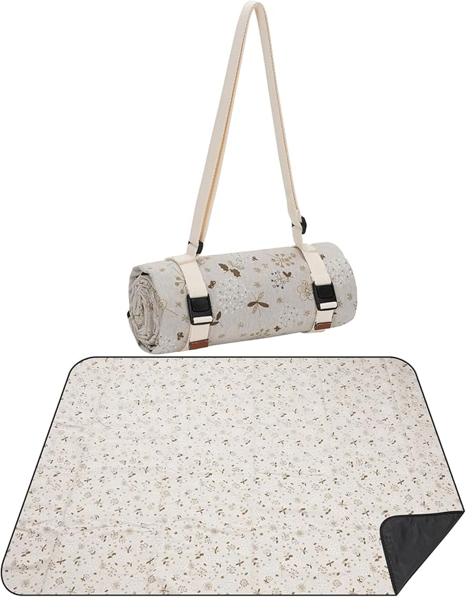 WILLOW WEAVE Large Picnic Blanket, Beach Mat Sand Free Washable, Waterproof Camping Emergency Blankets, Picnic Baskets Acc...