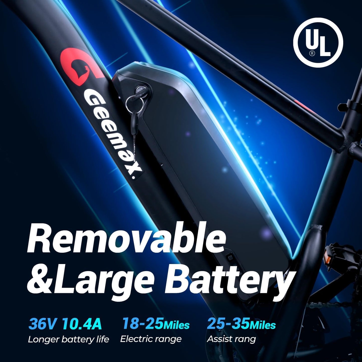Geemax Electric Bike for Adults, 26" x 4.0 Fat Tire Ebike, 500W (Peak 750W) 36V 10.4Ah Lithium Battery Electric Bicycle, 25MPH, 21-Speed, Up to 35 Miles for Commuting, Beach, Snow