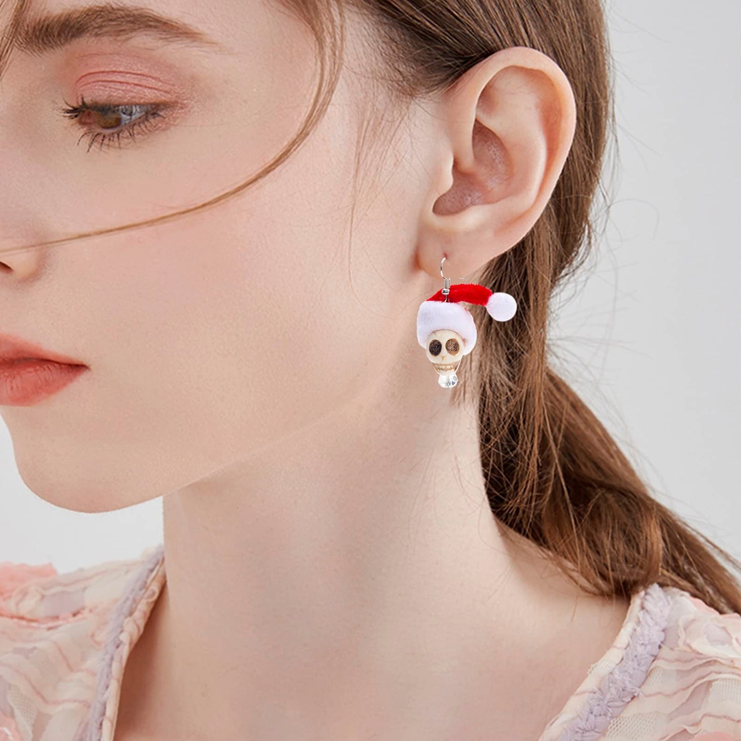 ZKBKJSPZJB Skull Cherry Earrings/Red Skulls Earrings/Halloween earrings/funky spooky quirky earrings/Nickel Free