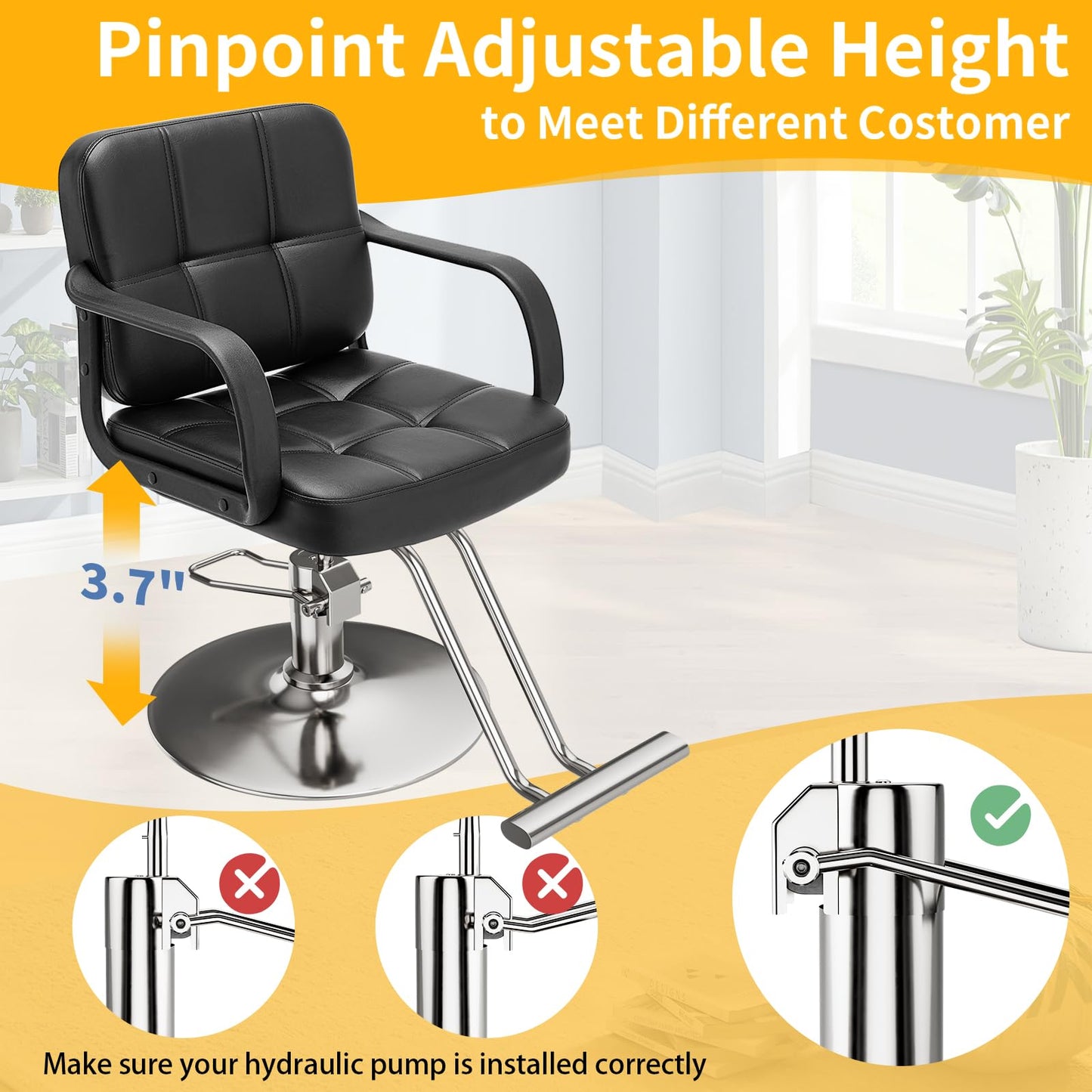 Barber Chair for Hair Stylist- Comfortable Cushion，360° Swivel，Adjustable Height，Capacity 350 LBS with Heavy Duty Hydraulic Pump，Hairdresser Salon Chair for for Hair Stylists，Home，Barbershop