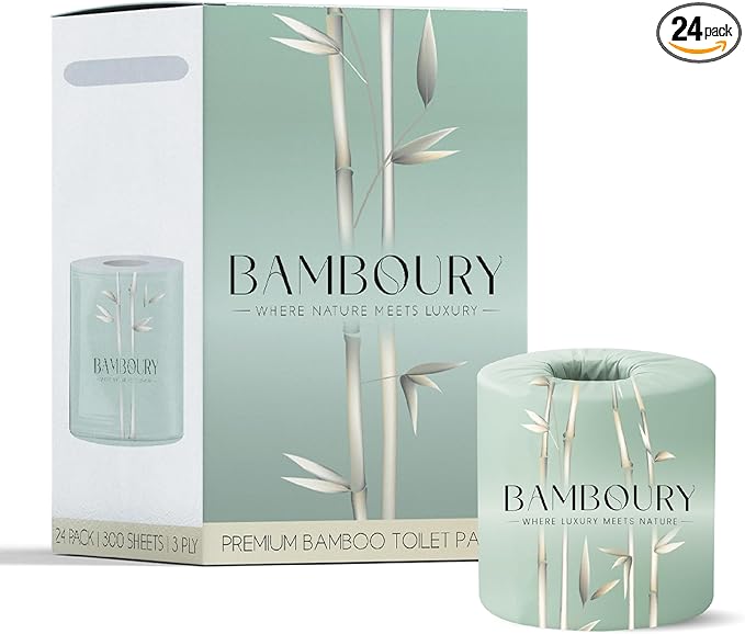 Bamboo Toilet Paper - Premium & Luxurious Eco Choice – FSC Certified, BPA Free, Biodegradable Packaging (24 Pack)