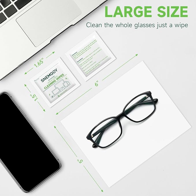 310 Count Lens Cleaning Wipes, Pre-Moistened & Individually Wrapped Glasses Wipes, Eye Glasses Cleaner for Eyeglasses, Camera Lens, Phone, Tablets & Computer Screen and Other Delicate Surfaces