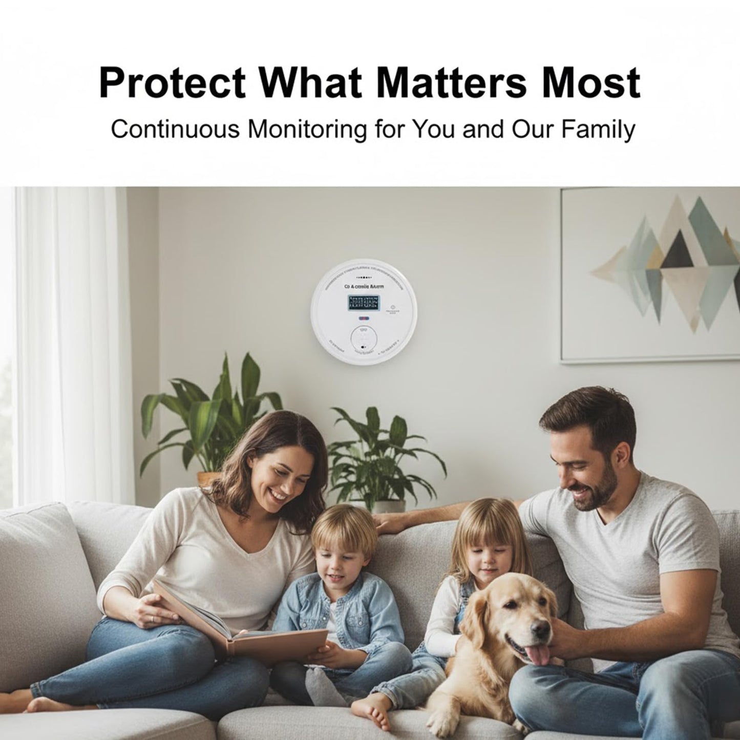 2-in-1 Smoke & CO Detector, 10-Year Battery, LCD Digital Display, 85dB Buzzer, Easy Mount for Home Use