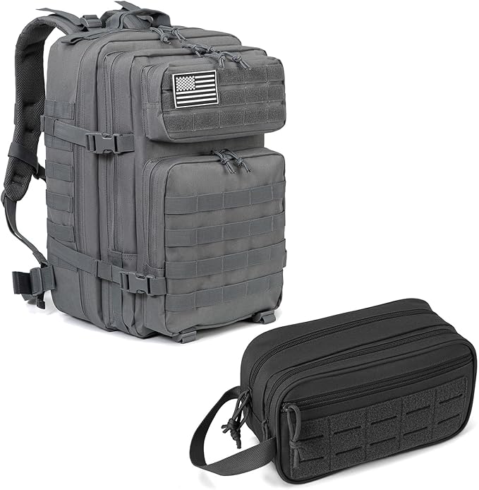 QT&QY 45L Tactical backpack & Tactical Toiletry Bag
