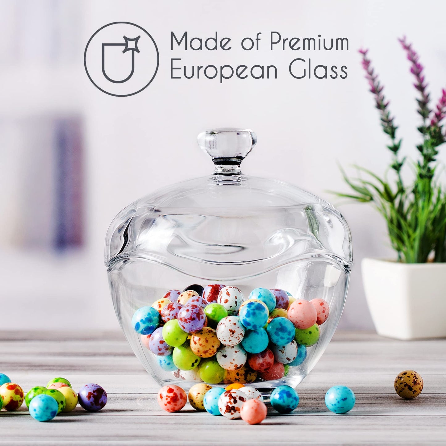 Volarium Candy Jars for Candy Buffet, Candy Dish with Lid, Glass Bowl and Food Storage Container, Decorative Cookie Jars, Apothecary Jars