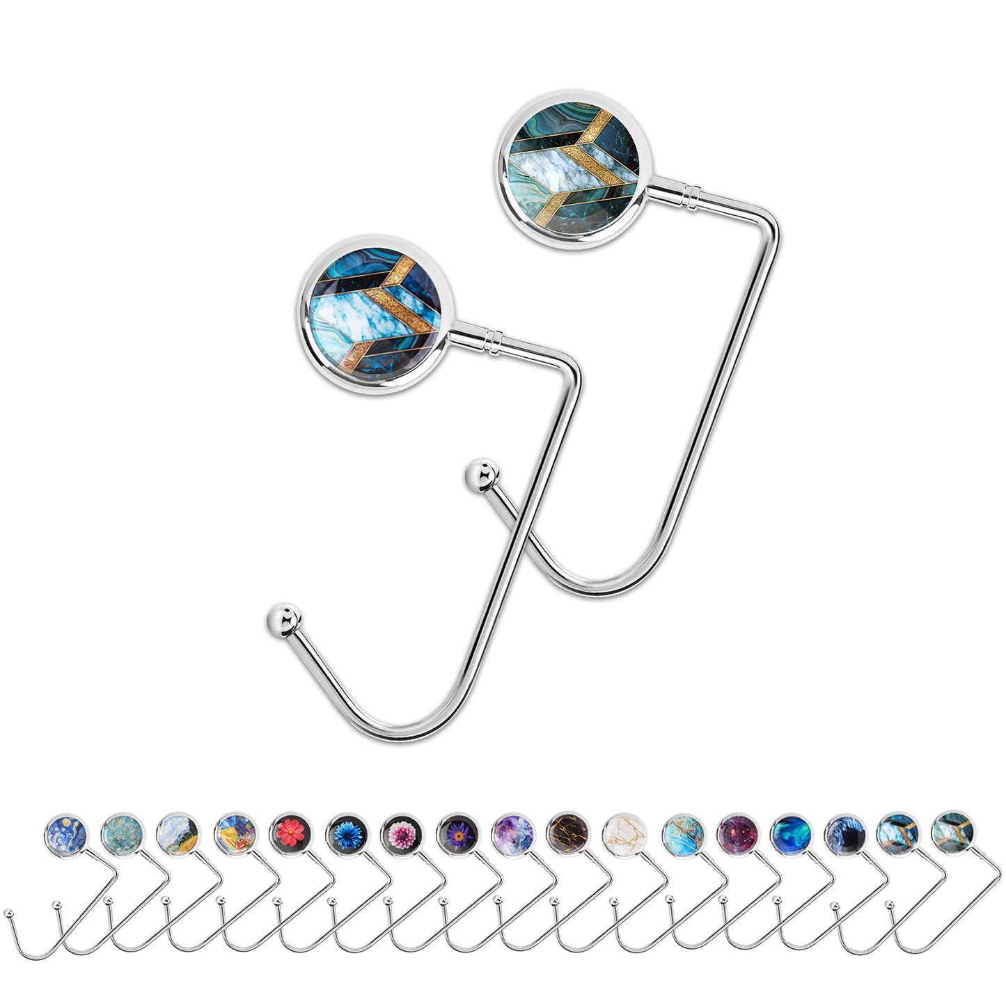 Cheliz Purse Hook Set of 2 - Hanger Table Hanger Holder Womens Bag Storage (2-Mosaic Stone2)