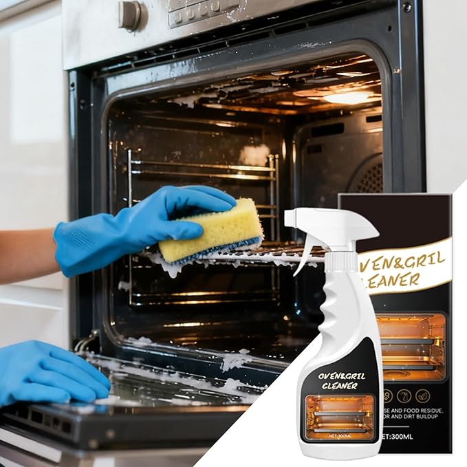 Oven Cleaner, 300ml Degrease Cleaner, Heavy Duty Degreaser with Fast-Acting Formula, Kitchen Cleaning Solution with Easy Spray, for Homeowners Busy Families Renters To Remove Grease Stain Oil From