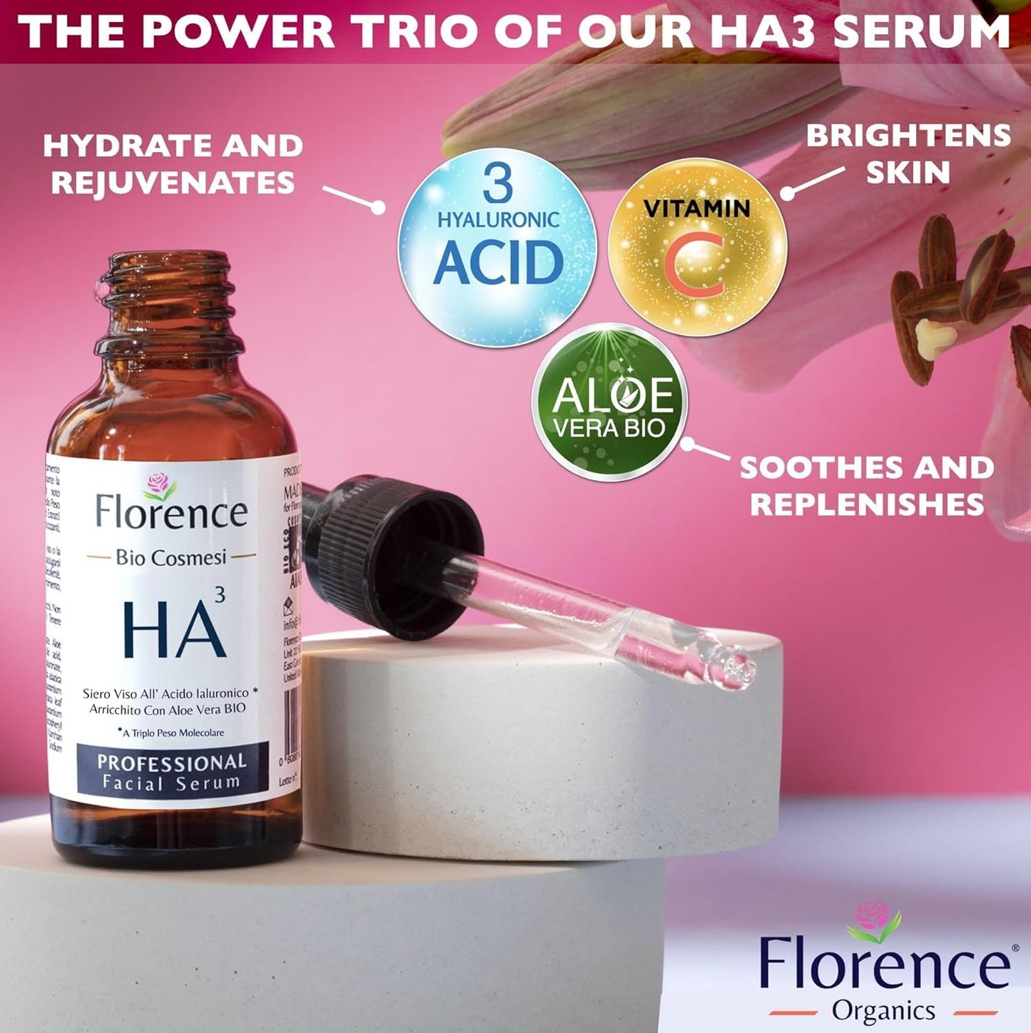 Hyaluronic Acid Serum for Face - 100% Pure with Niacinamide. Anti-Aging, Hydrating Facial Serum for Plumper, Smoother Skin - Cla